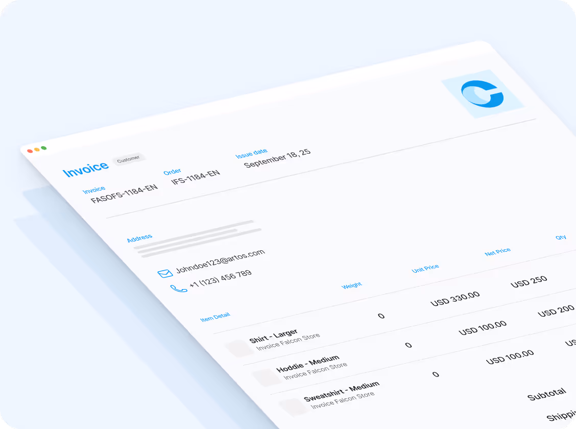 An Image showing features of Invoice falcon app